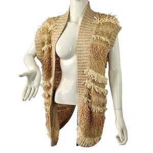 Anthropologie Moth Sleeveless Wrap Cardigan Beige Loopy Knit Womens XS/S NWT